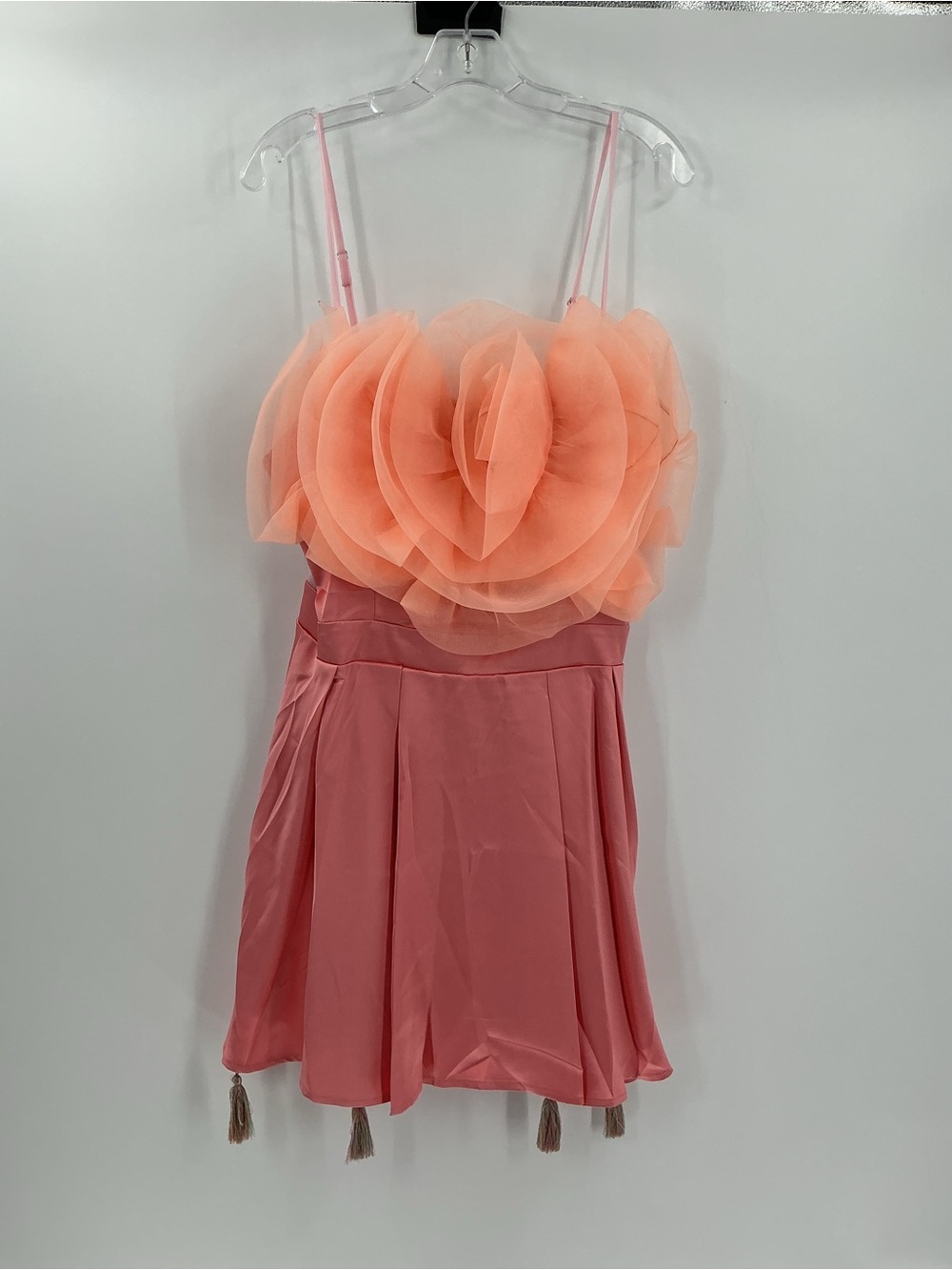 Peach & Coral Ruffle Bust Mini Dress - Picture 4 of 8